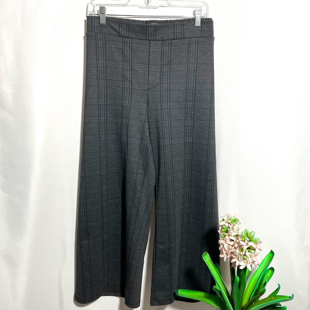 NWT! Wit & Wisdom Black/Grey Plaid Wide-leg Crops